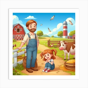 Farm Family On The Farm Art Print