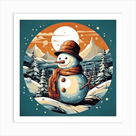 Snowman In The Snow 1 Art Print