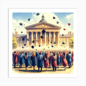 Graduation Joy Wall Print Art A Joyful And Triumphant Scene, Perfect For Capturing The Spirit Of Achievement And Success In Any University Space Art Print