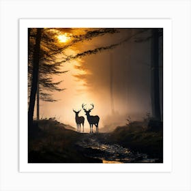 Deer In The Forest art print 4 Art Print