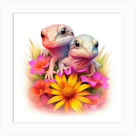 Lizards And Flowers 2 Affiche