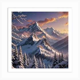 Snowy Mountains Art Print