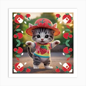 Strawberry Kitten 1 Art Print