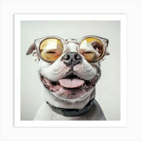 Happy Dog With Sunglasses Art Print