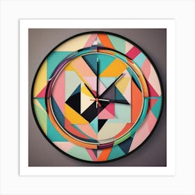 Triangle Geometric Clock Booble Marble Clock Frida Kahlo Clock Prismfold Clock Karma That Goes Around, Comes Around Circle Quote Clock Lucky Cat Clock (71) Art Print