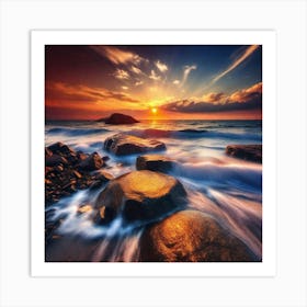 Sunset At The Beach 464 Art Print