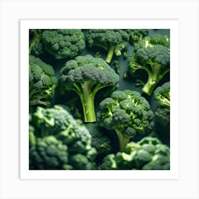 Broccoli On A Dark Background Art Print