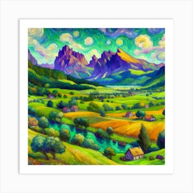 Starry Night In The Valley 1 Art Print