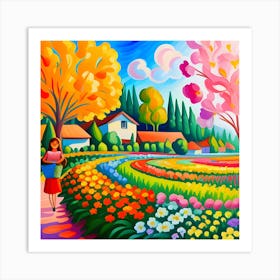 Tulips In The Garden Art Print