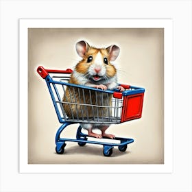 Hamster In A Shopping Cart 2 Art Print