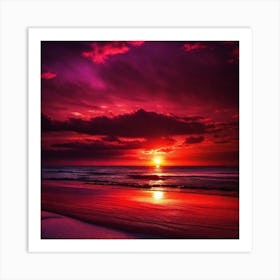 Sunset On The Beach 1079 Art Print