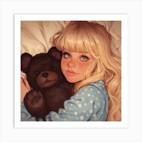 Teddy Bear Girl Art Print