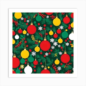 COLORFUL CHRISTMAS DECORATIONS Art Print