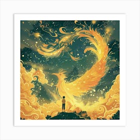 A Kid Is Watching The Phoenix Rising Art Print