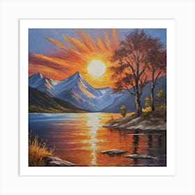 Sunset Over Lake Art Print