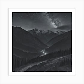 Beautiful Mountain Night Art Print