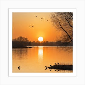 Sunrise Over The Lake Art Print