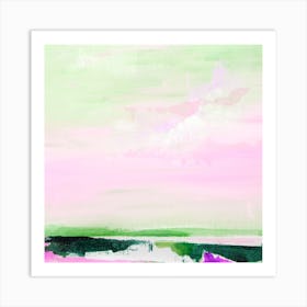 Pink and green sea Art Print