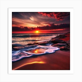 Sunset On The Beach 356 Art Print