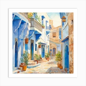 Blue Street In Morocco Art Print