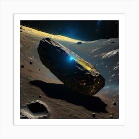 Yellow blue alien artifical asteroid floating in space 15 Art Print