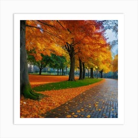 Autumn Leaves In The Park Art Print