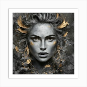 Golden Reverie: Portrait of Grace and Elegance 3 Art Print