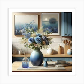 Blue Flowers In A Vase 5 Art Print