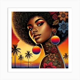 Afro Girl in The Sun Art Print