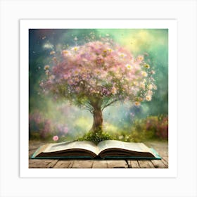 Open Book With Tree Art Print