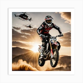 Dirt Biker In The Air Art Print