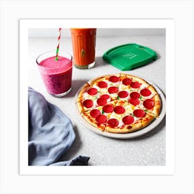 Pizza And Smoothie Art Print