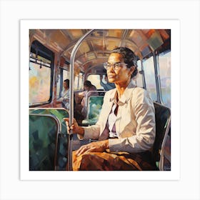 Woman On A Bus 1 Art Print