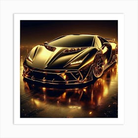 Golden Lamborghini 36 Art Print