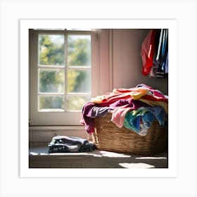 Laundry Basket Overflowing 1 Art Print