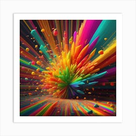 Color Explosion 1, an abstract AI art piece that bursts with vibrant hues and creates an uplifting atmosphere. Generated with AI, Art style_Rainbow,CFG Scale_3.0, Step Sc Art Print