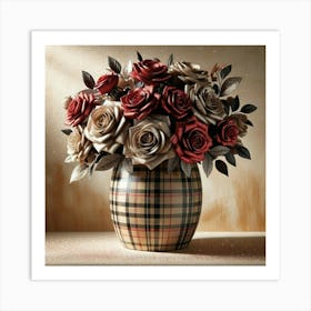 Plaid Roses Art Print