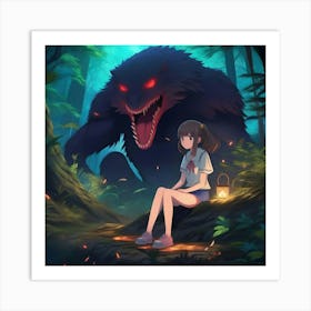 Monster Girl In The Forest Art Print