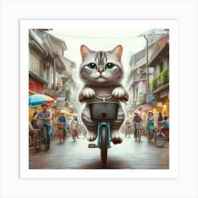 Cat On A Bike Art Print