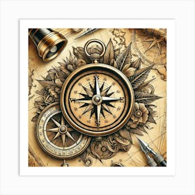 Tattoo Compass 2 Art Print