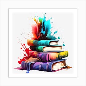 Colorful Books Art Print