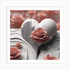 Human Heart with Half Of Which Is Flowers Art Print