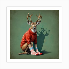 Christmas Deer Art Print