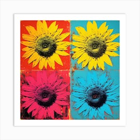 Andy Warhol Style Pop Art Flowers Sunflower 3 Square Art Print