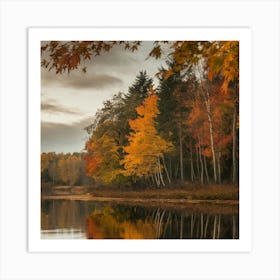 Autumn Trees By The Lake Art Print