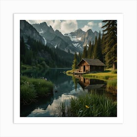 Cabin In The Mountains 1 Art Print