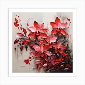 Pattern with crimson Orchid flowers Art Print