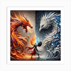 Dragons In The Rain Art Print
