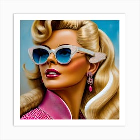 Pop art, textured canvas, limited, Retro Hollywood "plastic" 6/10 Women In Sunglasses Art Print