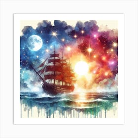 Watercolor Of A Ship Art Print